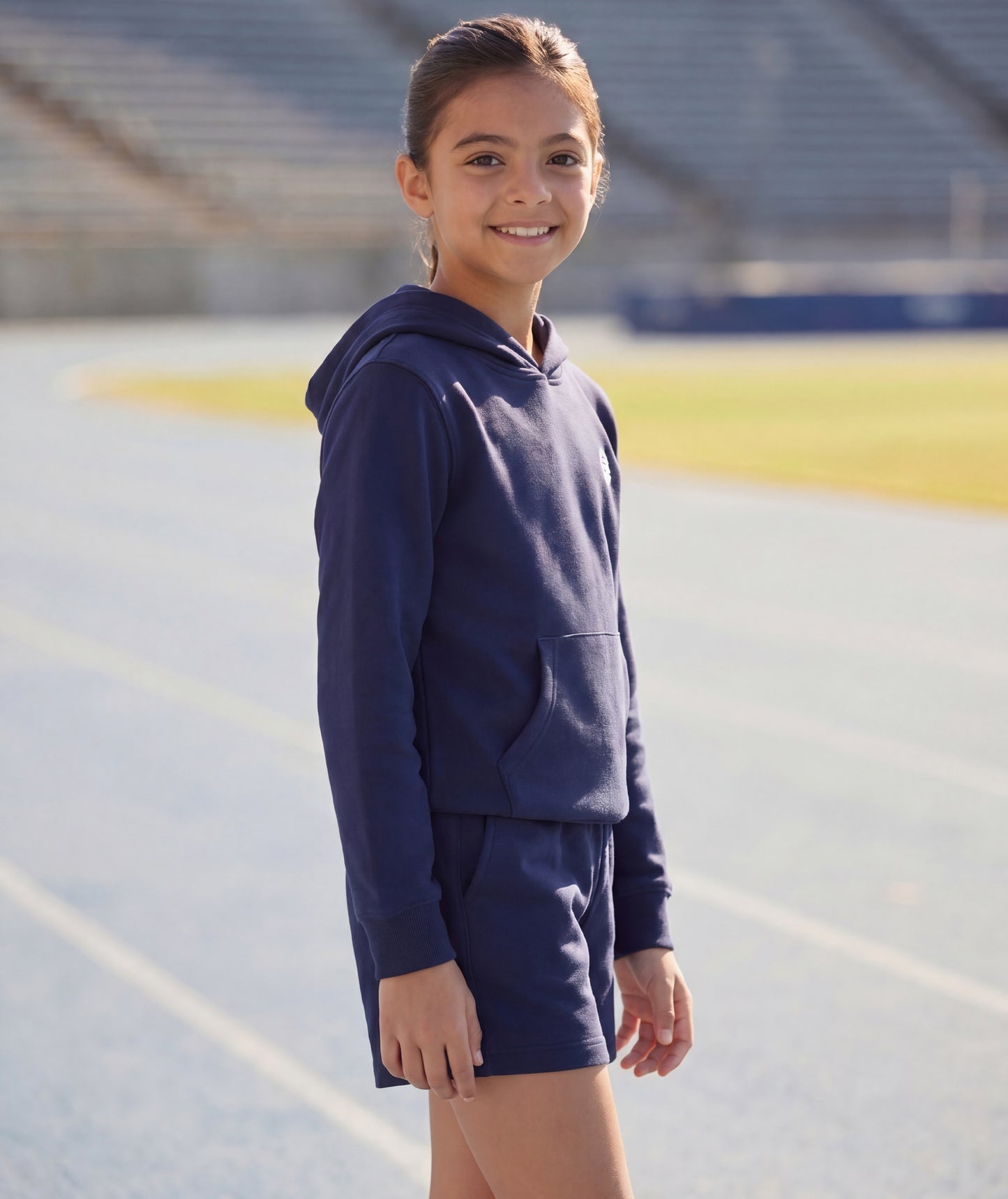Navy Cotton Girls Hoodie