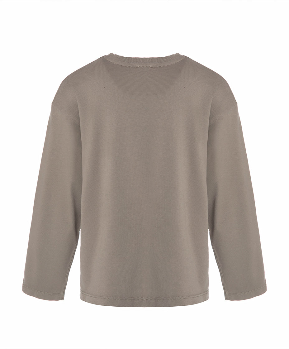 Taupe Cotton Boys Long Sleeve T-Shirt