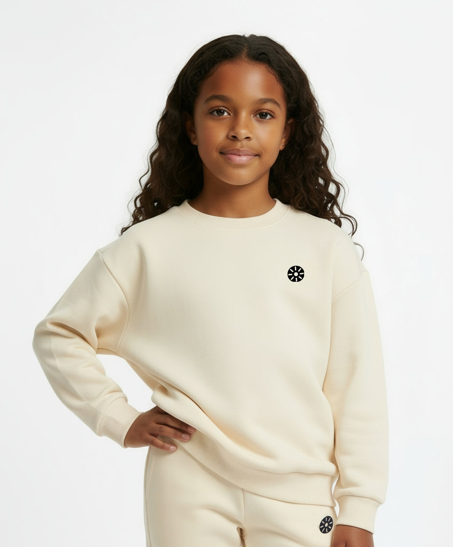Cream Cotton Girls Sweatshirt