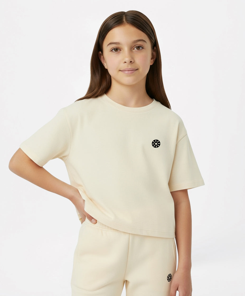 Cream Cotton Girls T-Shirt