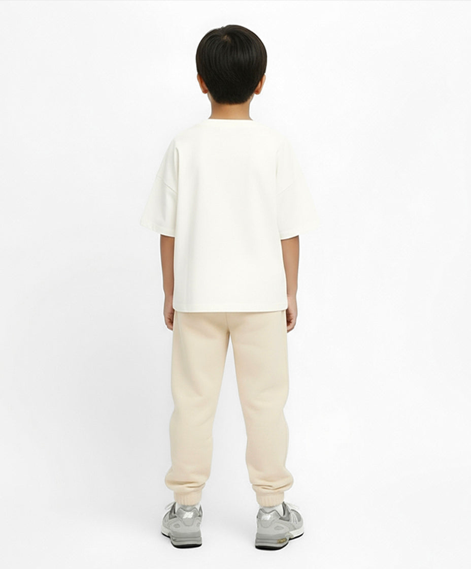 Cream Cotton Boys Sweatpants