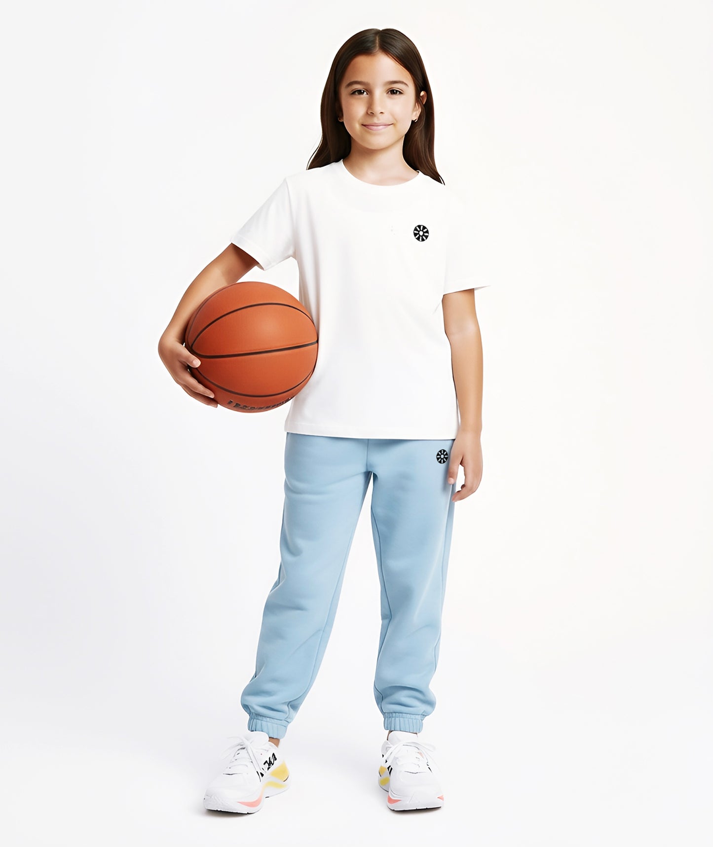 Baby Blue Cotton Girls Sweatpants
