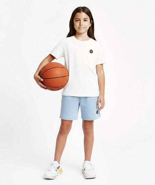 Baby Blue Cotton Girls Shorts