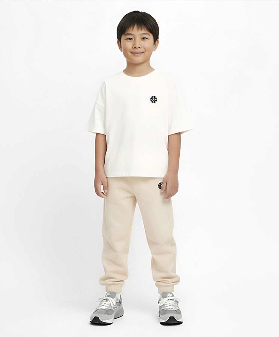 Cream Cotton Boys Sweatpants