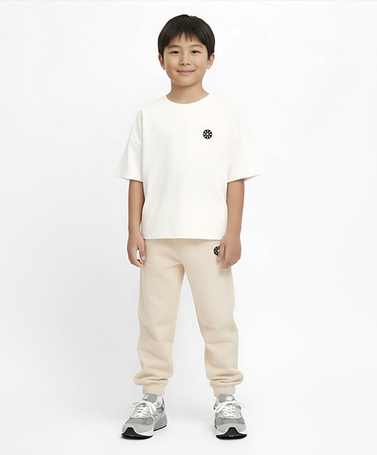 Cream Cotton Boys Sweatpants