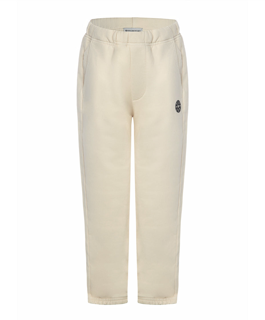 Cream Cotton Girls Sweatpants