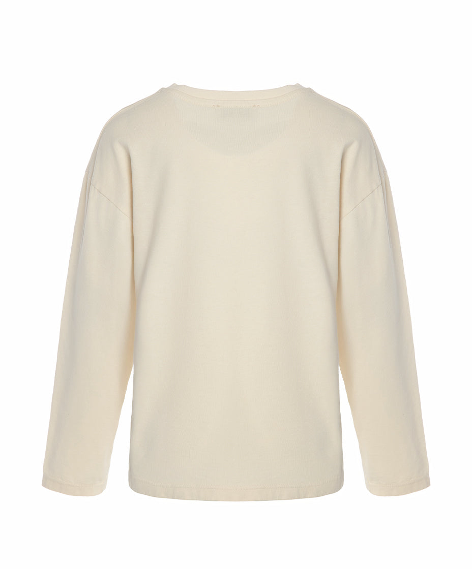 Cream Cotton Girls Long Sleeve T-Shirt