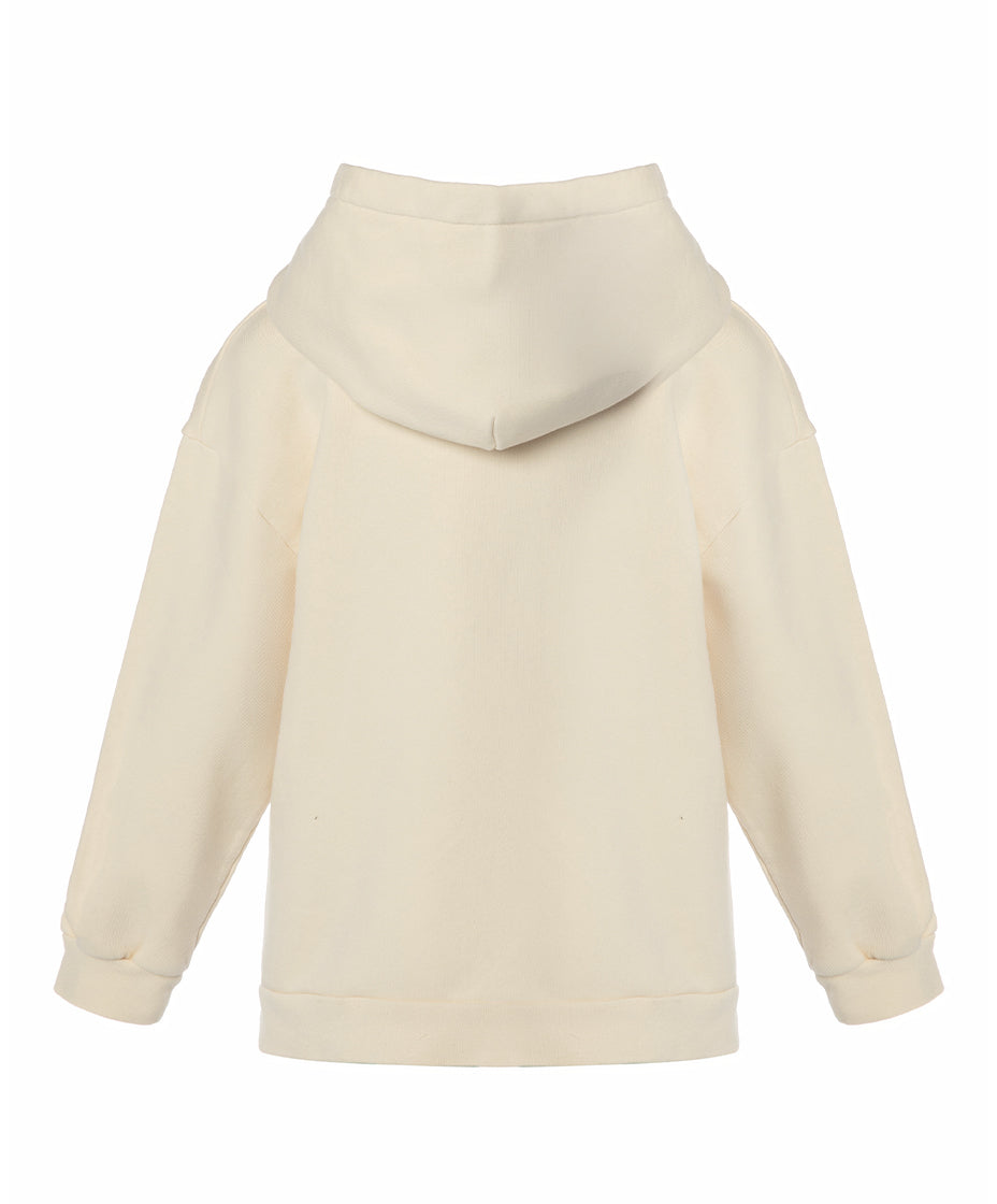 Cream Cotton Girls Hoodie