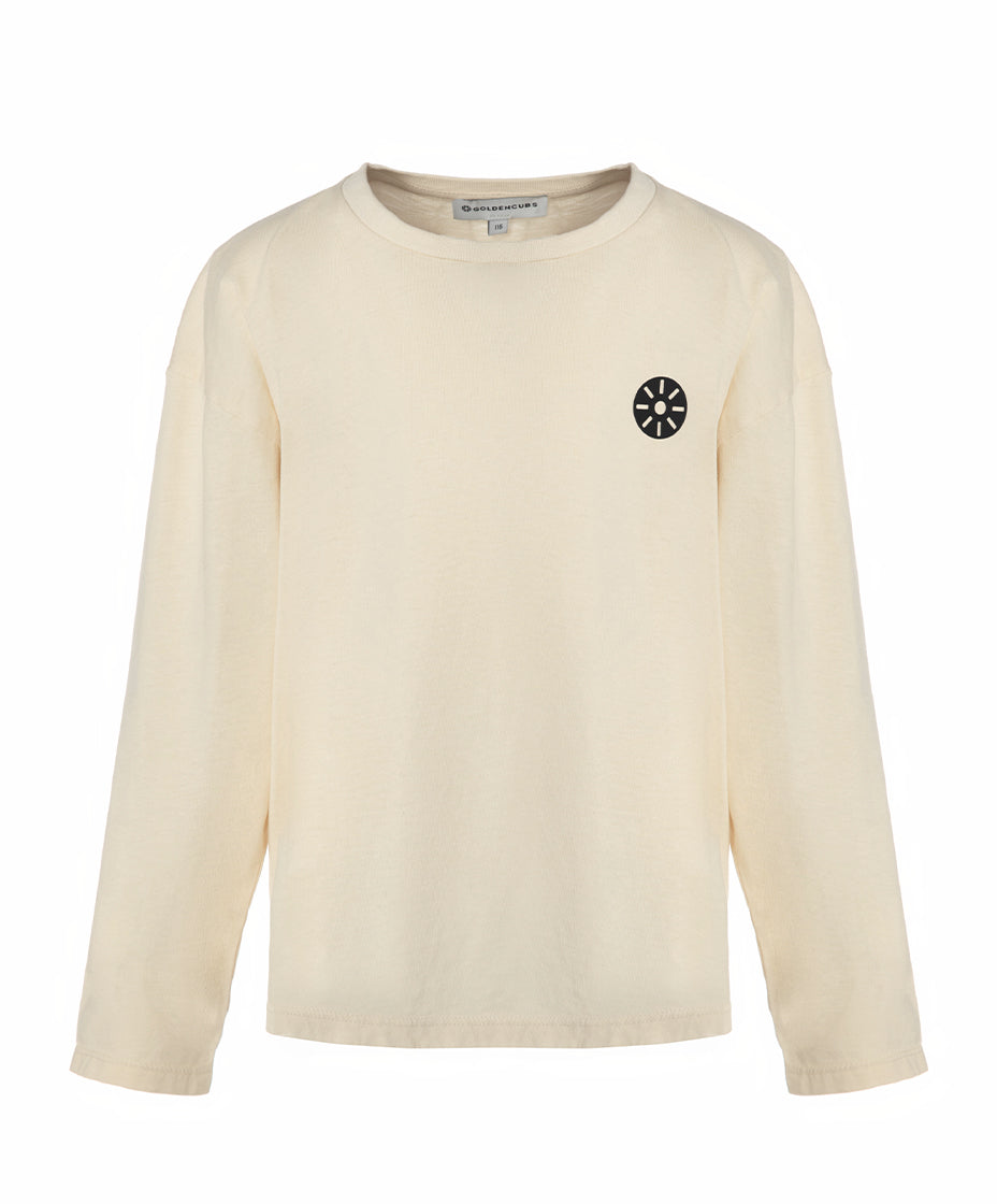 Cream Cotton Boys Long Sleeve T-Shirt