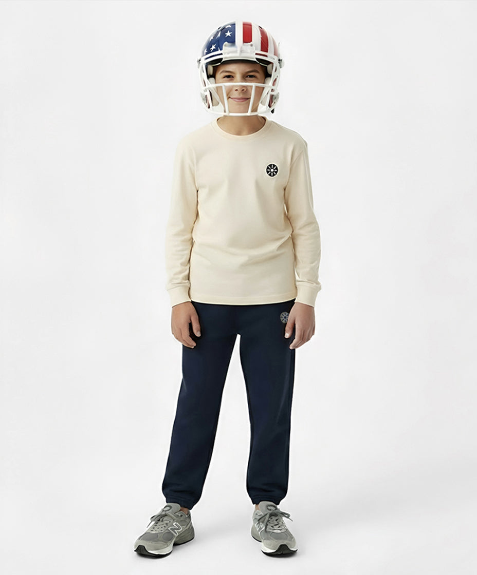 Cream Cotton Boys Long Sleeve T-Shirt