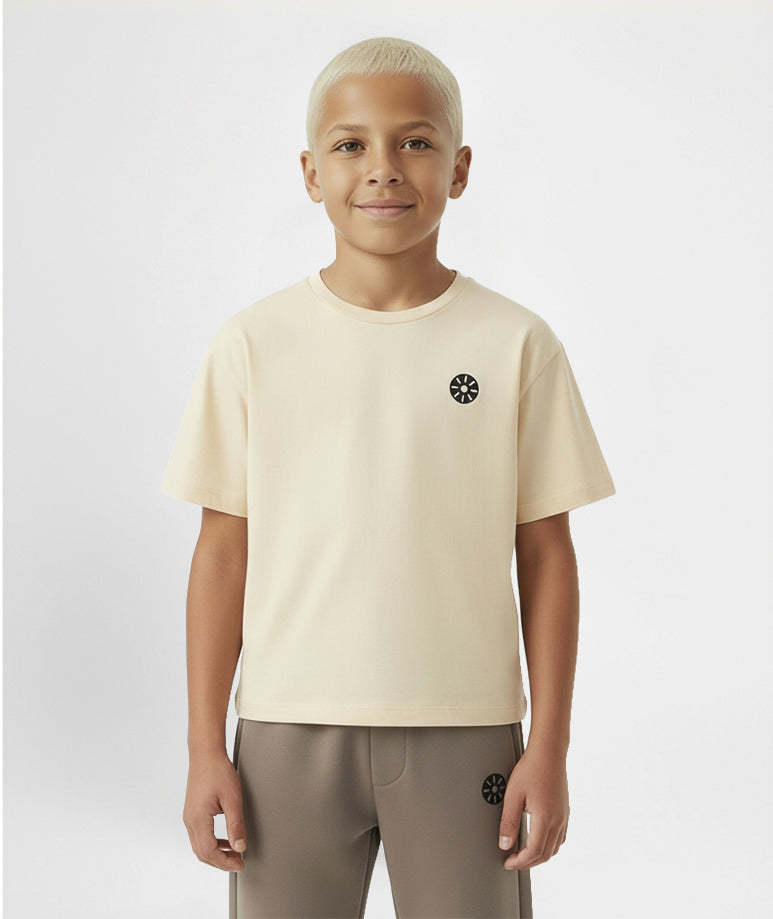 Cream Cotton Boys T-Shirt