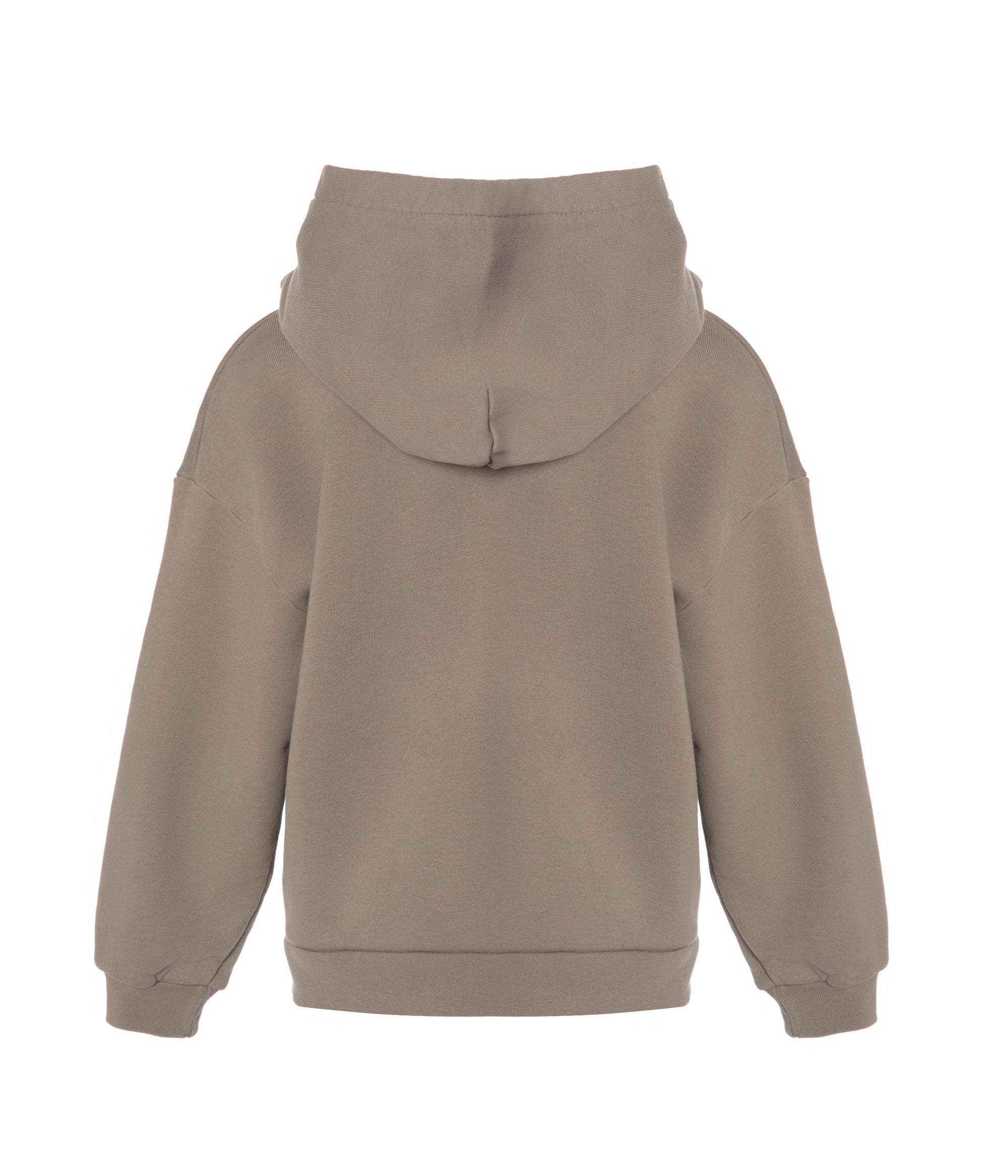 Back product image of Goldencubs plain taupe cotton boys hoodie — clean, modern look perfect for casual and sporty outfits.