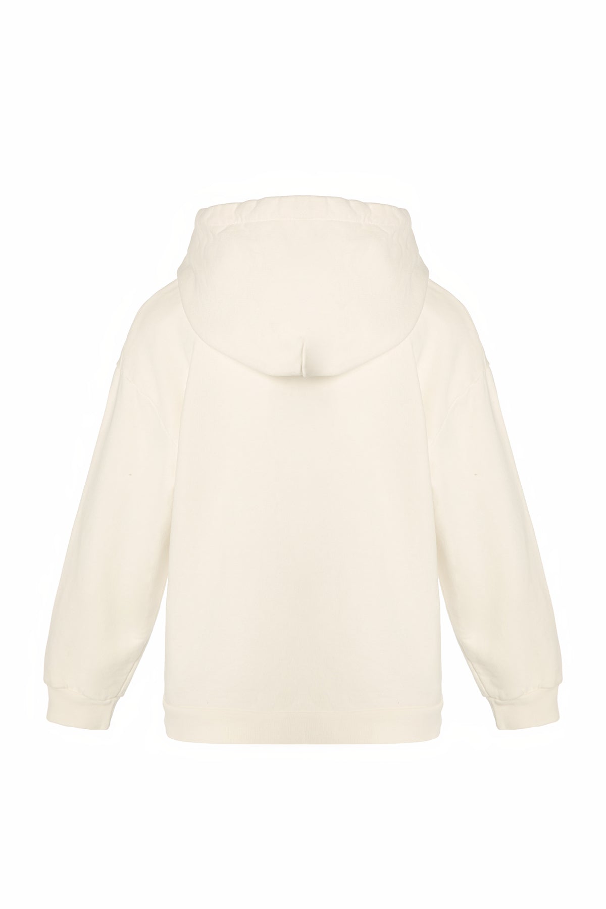 Back product image of Goldencubs white cotton boys hoodie — clean hood detail and relaxed fit made for all-day comfort.
