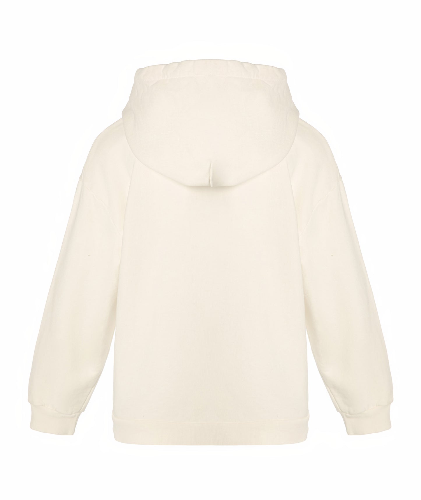 Back view of Goldencubs plain white cotton girls hoodie — simple, comfortable design perfect for casual outings and layering.