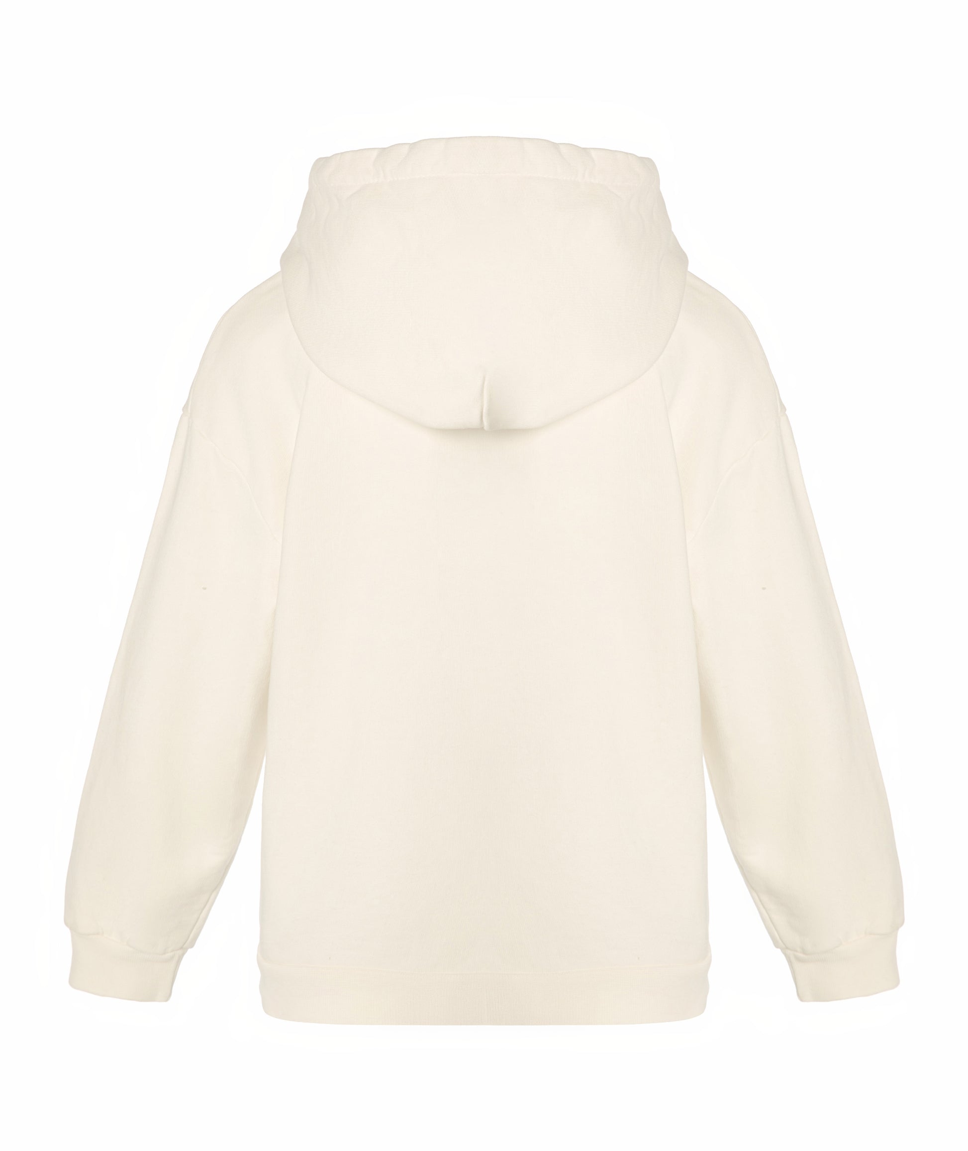 Back view of Goldencubs plain white cotton girls hoodie — simple, comfortable design perfect for casual outings and layering.