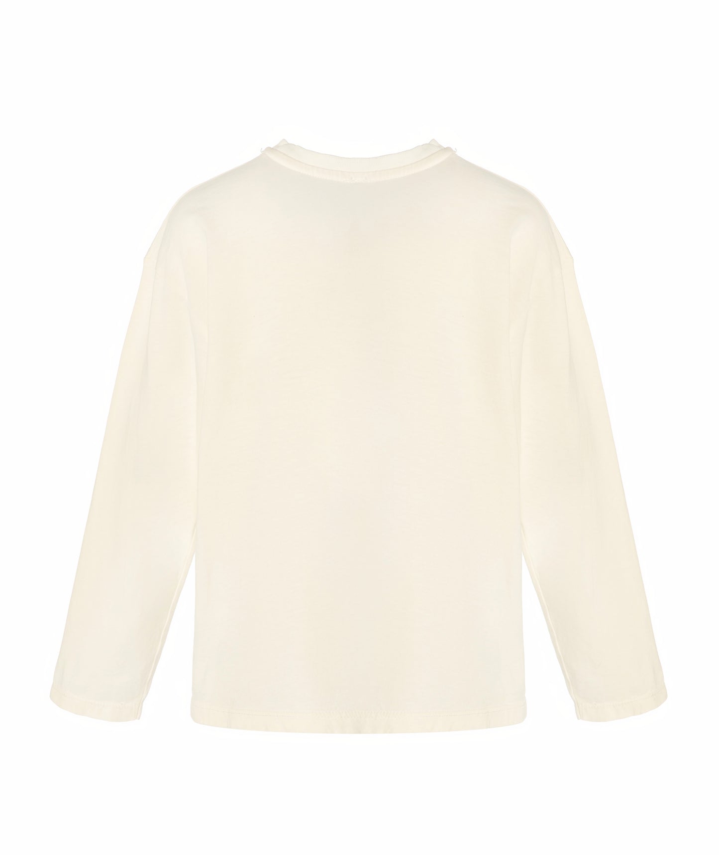 Back view of Goldencubs plain white cotton long sleeve girls T-shirt — clean design and relaxed fit for versatile kidswear styling.