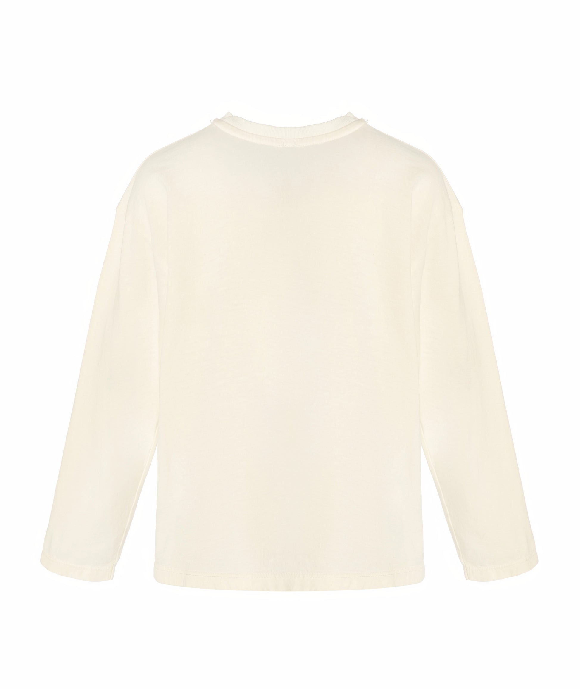Back view of Goldencubs plain white cotton long sleeve girls T-shirt — clean design and relaxed fit for versatile kidswear styling.