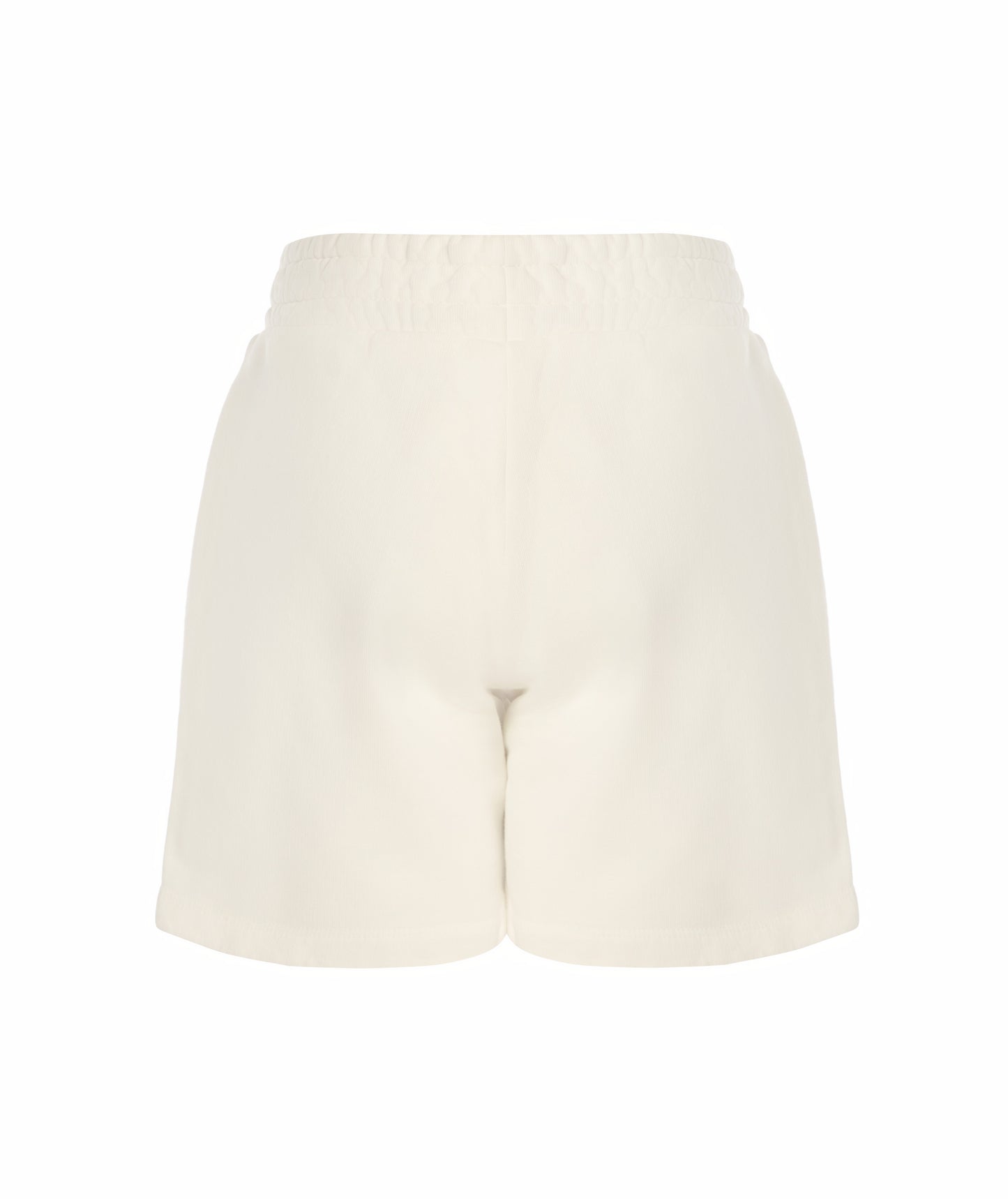 Back view of Goldencubs plain white cotton girls shorts with elastic waist — comfortable fit and minimal design for versatile summer outfits.