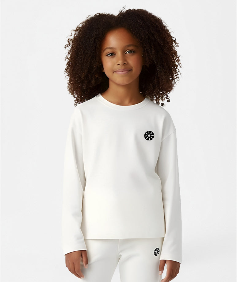 White Cotton Girls Sweatpants