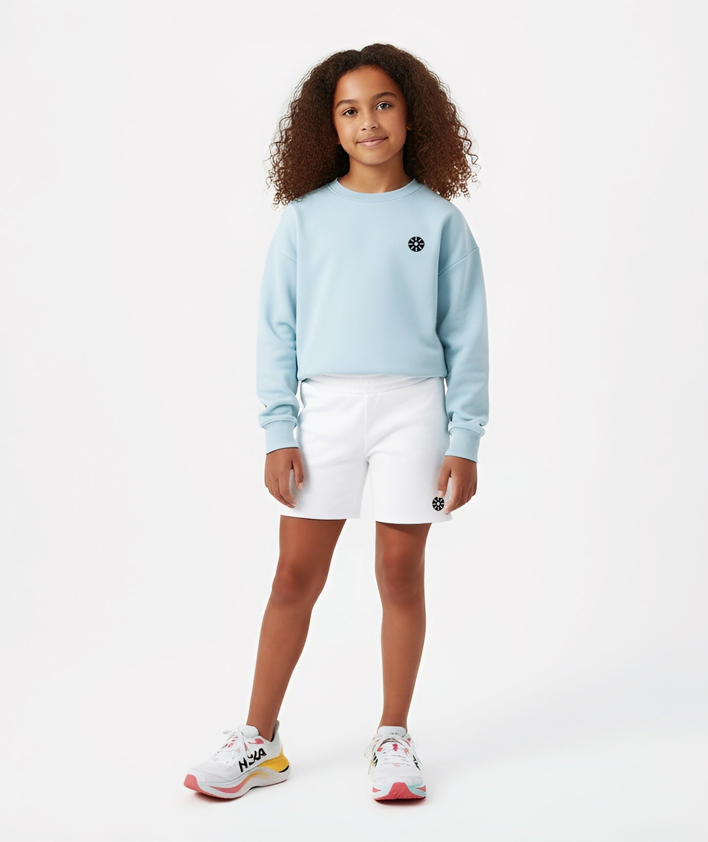 Goldencubs girls baby blue cotton sweatshirt paired with matching joggers, styled for a cozy and sporty look perfect for school, play, and everyday adventures.