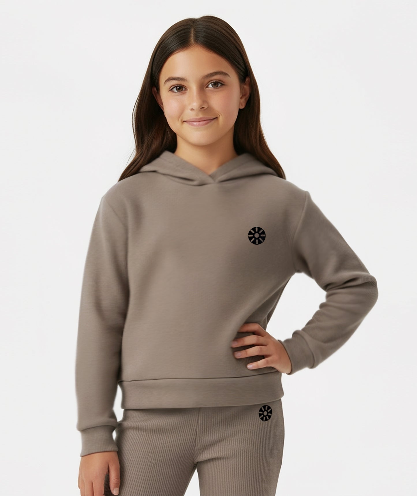 Taupe Cotton Girls Hoodie