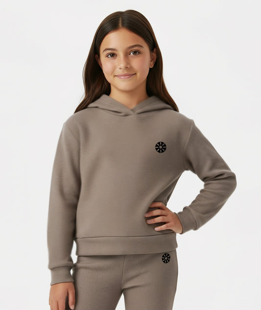 Taupe Cotton Girls Hoodie