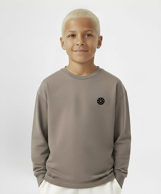 Taupe Cotton Boys Long Sleeve T-Shirt