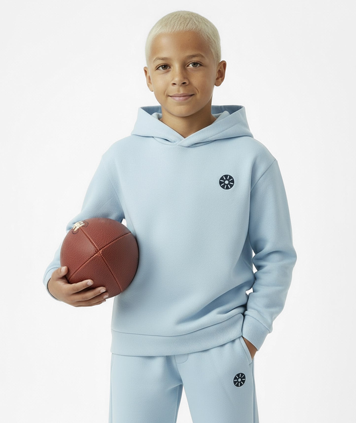 Baby Blue Cotton Boys Hoodie